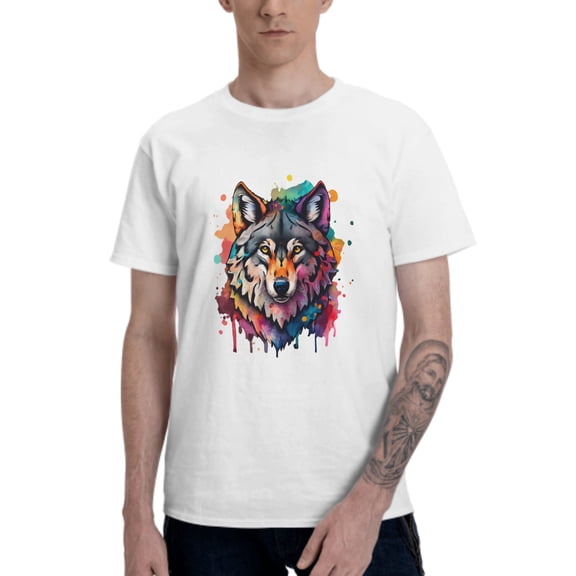 Wolf T-Shirt for Men Cotton 100% Summer Tops Women Fashion Casual Short Sleeves Round Collar Short-Sleeve Couple Top Tees
