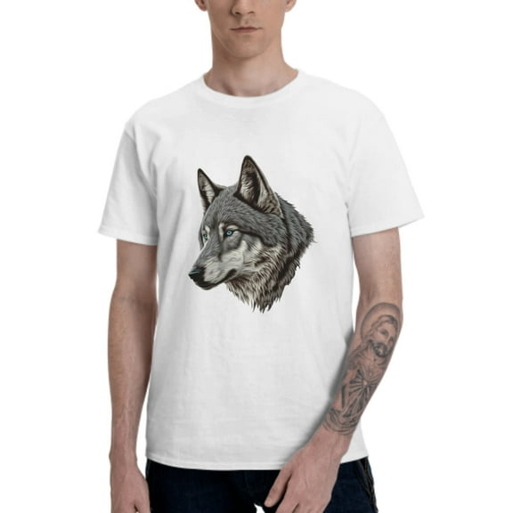 Wolf T-Shirt for Men Cotton 100% Summer Tops Women Fashion Casual Short Sleeves Round Collar Short-Sleeve Couple Top Tees