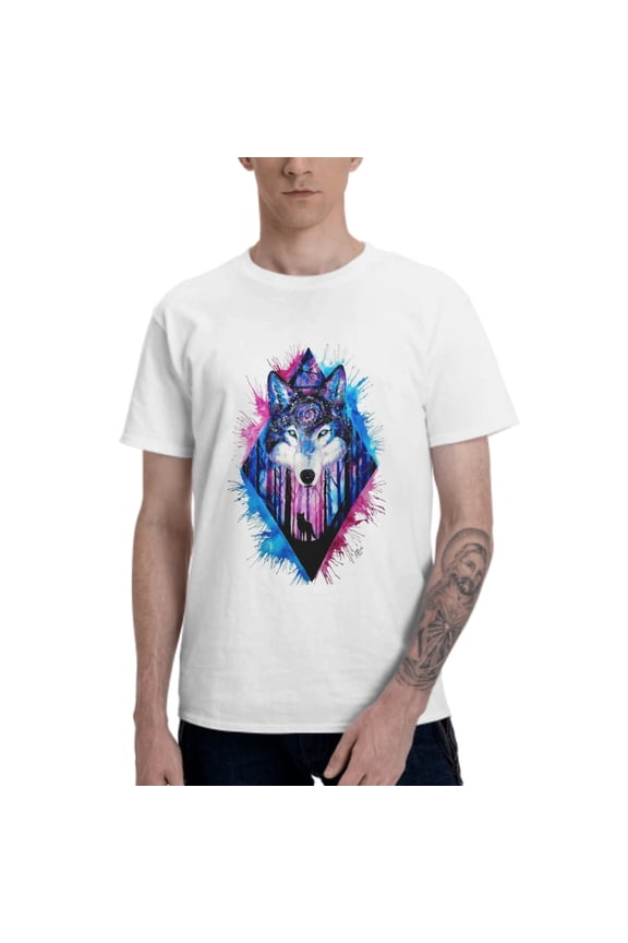Wolf T-Shirt for Men Cotton 100% Summer Tops Women Fashion Casual Short Sleeves Round Collar Short-Sleeve Couple Top Tees