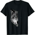 thumbnail image 1 of Wolf T-Shirts - Split Face Wolf Shirts Magical Wolves Tee Mens T-Shirt, 1 of 7
