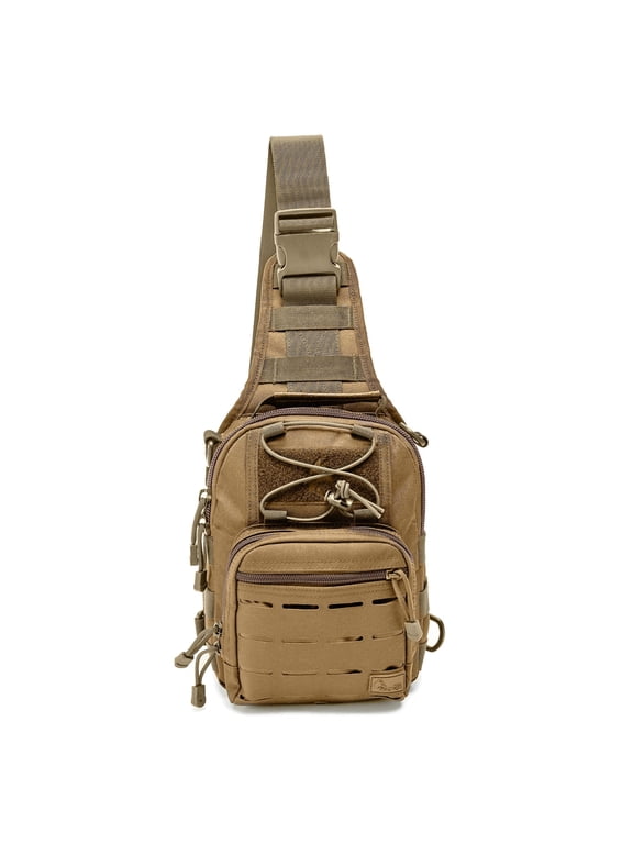 Compact Outdoor Sling Bag for Travel Hiking and Daily Use, Tan