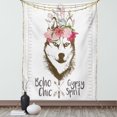 thumbnail image 1 of Wolf Tapestry, Aztec Floral Head Portrait of Siberian Husky Dog Tribal Arrow Elements Kitsch Image, Wall Hanging for Bedroom Living Room Dorm Decor, 40W X 60L Inches, Multicolor, by Ambesonne, 1 of 2