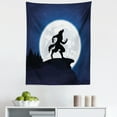 thumbnail image 1 of Wolf Tapestry, Full Moon Night Sky Growling Werewolf Mythical Creature in Woods Halloween, Fabric Wall Hanging Decor for Bedroom Living Room Dorm, 5 Sizes, Dark Blue Black White, by Ambesonne, 1 of 1