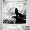 thumbnail image 1 of Wolf Tapestry, Howling Animal Silhouette on a Cliff Under Full Moon Mysterious Dramatic Sky, Fabric Wall Hanging Decor for Bedroom Living Room Dorm, 5 Sizes, Black Grey and White, by Ambesonne, 1 of 1