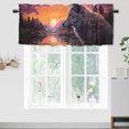thumbnail image 1 of Wolf Thermal Insulated Window Curtain Valance Moon Forest Wild Animals Sunset View Mountain Rod Pocket Window Valance for Living Room Bathroom Bedroom Kitchen 54 by 18 in, 1 Panel, 1 of 6