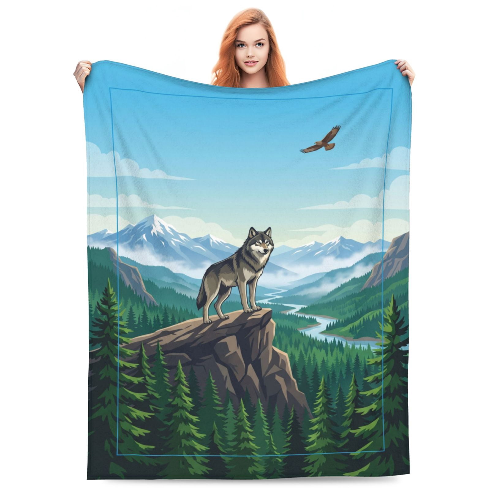 Wolf Throw Blanket All Season Cozy Flannel Fleece, Lightweight Soft ...
