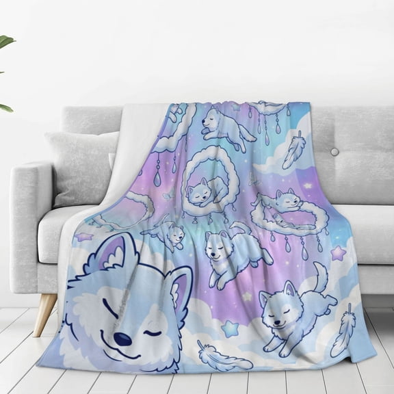 Wolf Throw Blanket, Cozy Flannel Fleece Bedding, Warm Soft Texture, Versatile Gift for Couch Bed Decor 50x40