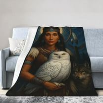 Wolf Throw Blanket, Dream Catcher Blanket, Boho Bohemian Dreamcatcher Wolves Blanket, Cozy Warm Lightweight Soft Plush Flannel Fleece Blanket for Couch, Sofa, Wolf Gifts 50x40