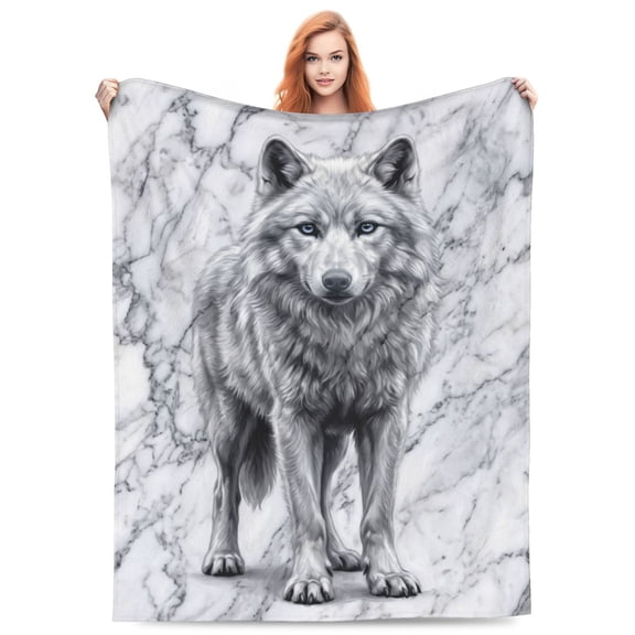 Wolf Throw Blanket Flannel Soft Cozy Warm Wild Wolves Animal Art Graphic All Season Couch Sofa Bed Lounging Snuggle Use 50x40