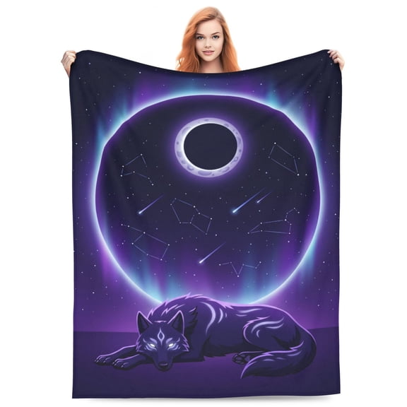 Wolf Throw Blanket Soft Animal Print Throw, Holiday Season Decor Gift, Flannel Blankets and Throws 50x40