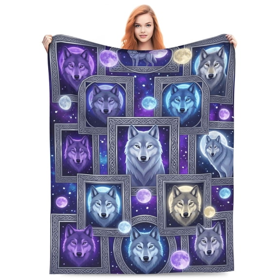 Wolf Throw Blanket Soft Warm Cozy Wolf Blanket Fuzzy Plush Fleece Throw, Gifts for Couch Bed Sofa, Premium Home Decor 50x40