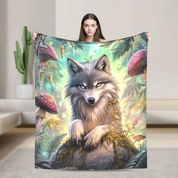 Wolf Throw Blanket Suitable for Men and Women Soft Warm Cozy for Bedroom Sofa Bed Car Camping Office Home Decor