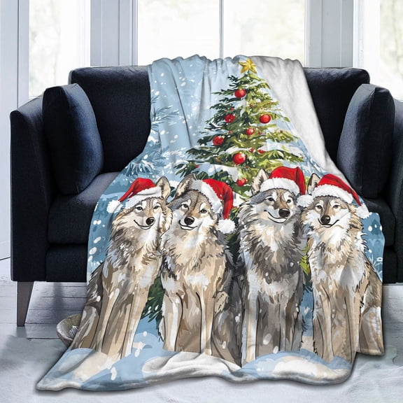 Wolf Throw Blanket Ultra Soft Cozy Decorative Flannel Blankets for Home Bed Couch Chair Travel 50x40