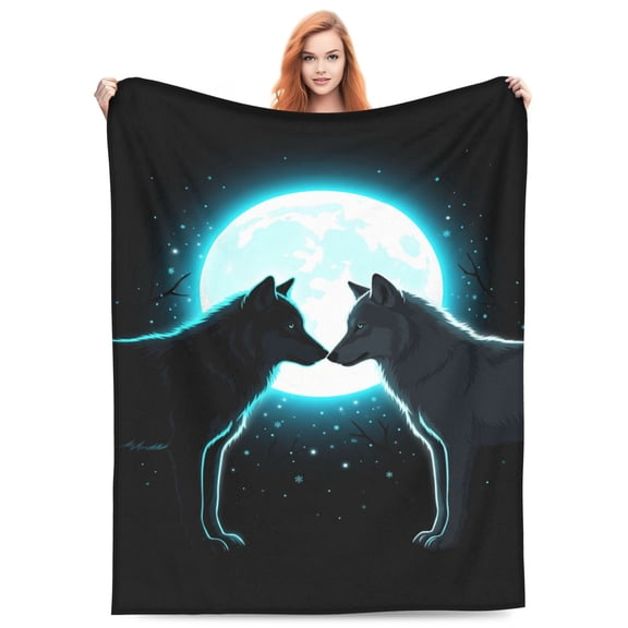 Wolf Throw Blanket Wolf Graphic Ultra Warm Soft Flannel All Season Couch Sofa Bed Winter Holiday Gift Sofa Bed Decor 50x40