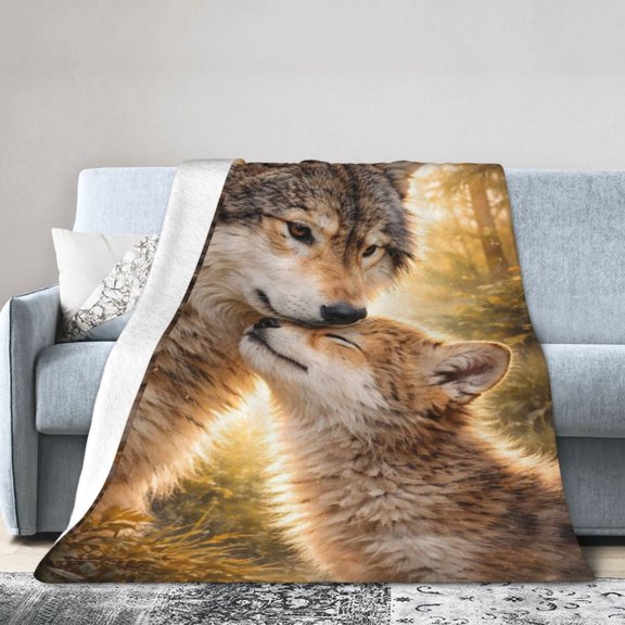 Wolf Throw Blanket for Animal Lovers Inspirational Home Decor Ideal for Mother’s Day or Wildlife Gifts 50x40