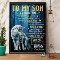Wolf To My Son From Mom Love You For The Rest Of Mine Black Night Great Gift Paper Poster No Frame Wall Art 11 x 17 Inch Poster