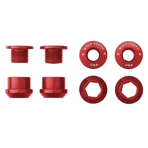 Wolf Tooth 1X Alloy Chainring Bolts Set of 4 - Red