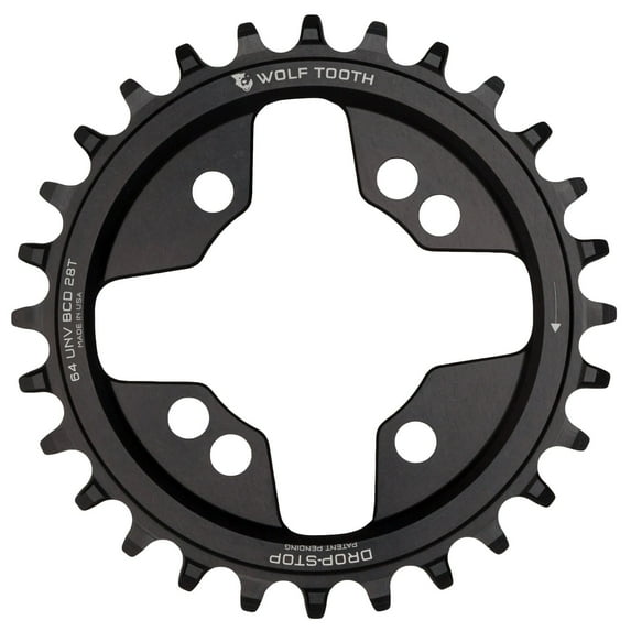 Wolf Tooth Components Drop-Stop Chainring: 26T x 64 Universal Mount BCD