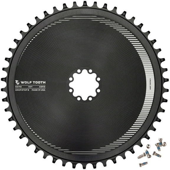 Wolf Tooth Aero Direct Mount Chainring - 50t, Direct Mount SRAM 8-Bolt, Drop-Stop B, Black