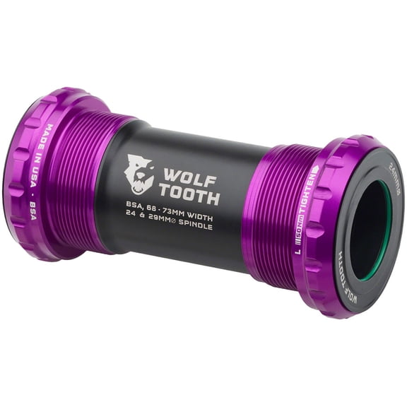 Wolf Tooth Bottom Bracket - English (BSA), 68/73mm, For 24mm Spindle, Ultraviolet Purple