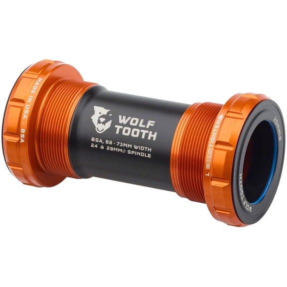 Wolf Tooth Bottom Bracket - English (BSA), 68/73mm, For 29mm Spindle, Orange
