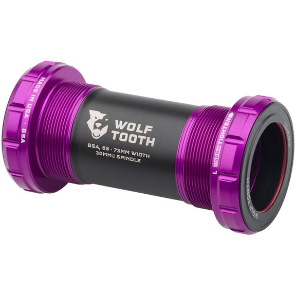 Wolf Tooth Bottom Bracket - English (BSA), 68/73mm, For 30mm Spindle, Ultraviolet Purple
