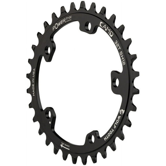 Wolf Tooth CAMO Aluminum Elliptical Chainring - 30t, Wolf Tooth CAMO Mount, Drop-Stop ST for Compatible with Shimano 12 Speed HG+, Black