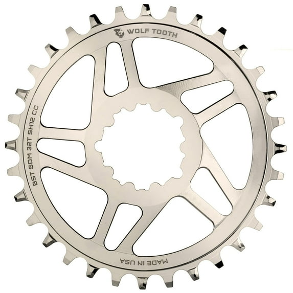 Wolf Tooth Chainring 34t SRAM Direct Mount 12-Spd Hyperglide+ Aluminum Silver
