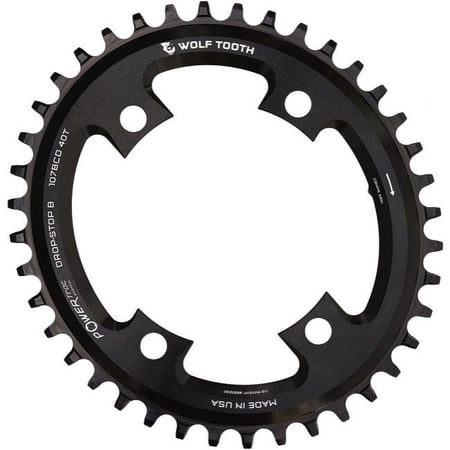 Wolf Tooth Components 107 BCD Elliptical Road Chainring (Flat Top), 38T - Bk