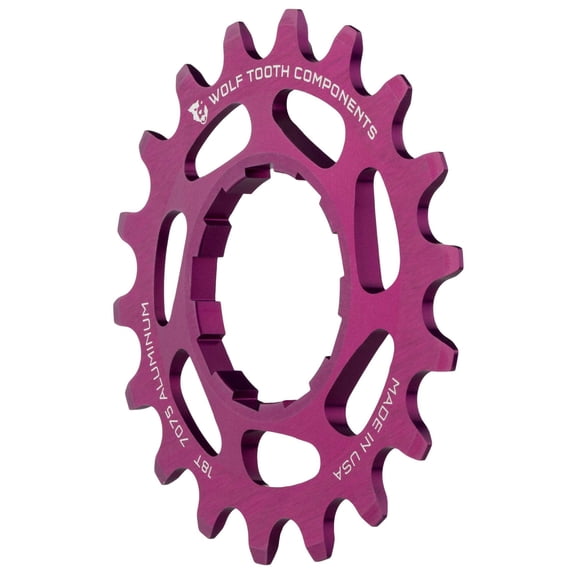 Wolf Tooth Single Speed Aluminum Cog - 18t, Compatible with 3/32" Chains, Purple