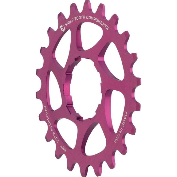 Wolf Tooth Single Speed Aluminum Cog - 22t, Compatible with 3/32" Chains, Purple
