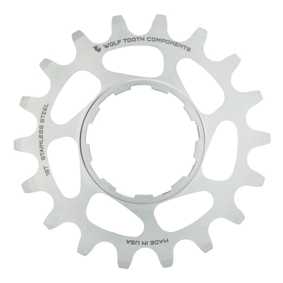 Wolf Tooth Single Speed Stainless Steel Cog: 18T, Compatiblewith 3/32" Chains