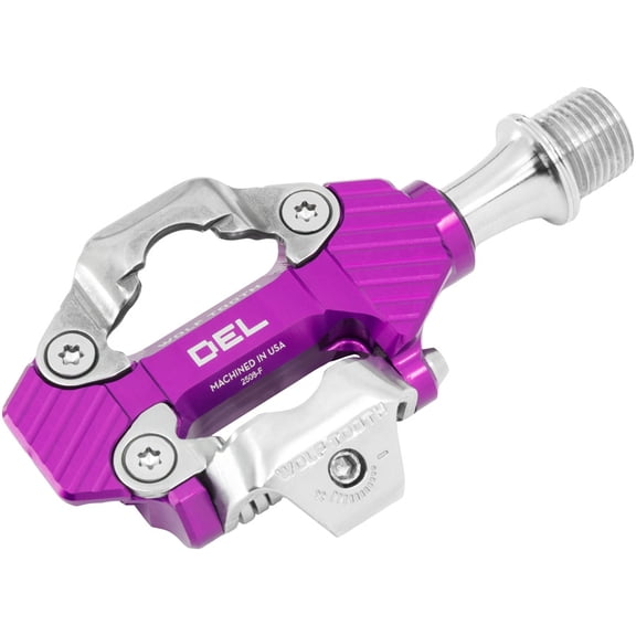 Wolf Tooth DEL Gravel Race Clipless Pedals - Single Sided Clipless, Alloy, 9/16", Ultraviolet Purple, Pair, Shimano SPD