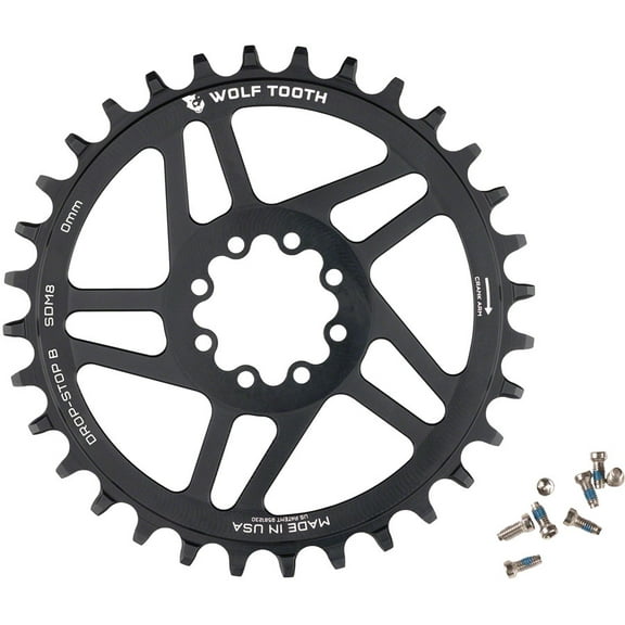 Wolf Tooth Direct Mount Chainring - 32t, SRAM Direct Mount, Drop-Stop B, For SRAM 8-Bolt Cranksets, 0mm Offset, Black