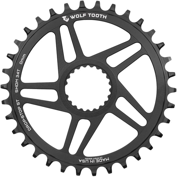 Wolf Tooth Direct Mount Chainring - 34t, Shimano Direct Mount, 0mm Offset, Drop-Stop ST, Requires 12-Speed HG+ Chain,
