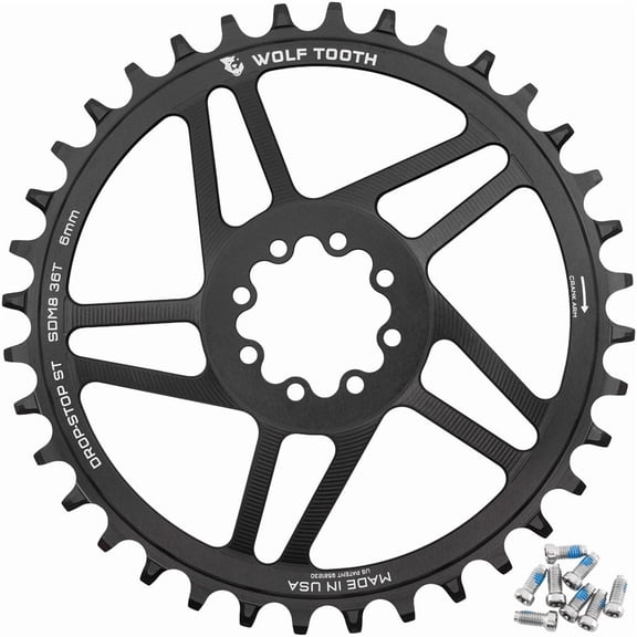 Wolf Tooth Direct Mount Chainring - 36t, SRAM 8-Bolt Direct Mount, 6mm Offset, Drop-Stop ST, Requires 12-Speed HG+