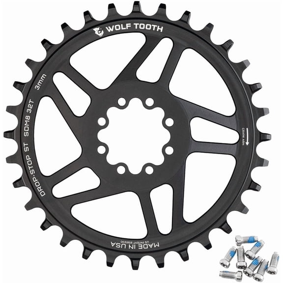 Wolf Tooth Direct Mount Chainring - 32t, SRAM 8-Bolt Direct Mount, 3mm Offset, Drop-Stop ST, Requires 12-Speed HG+