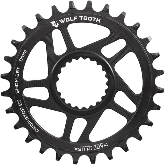 Wolf Tooth Direct Mount Chainring - 28t, Shimano Direct Mount, 0mm Offset, Drop-Stop ST, Requires 12-Speed HG+ Chain,