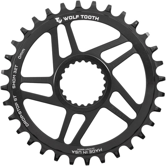 Wolf Tooth Direct Mount Chainring - 32t, Shimano Direct Mount, 0mm Offset, Drop-Stop ST, Requires 12-Speed HG+ Chain,