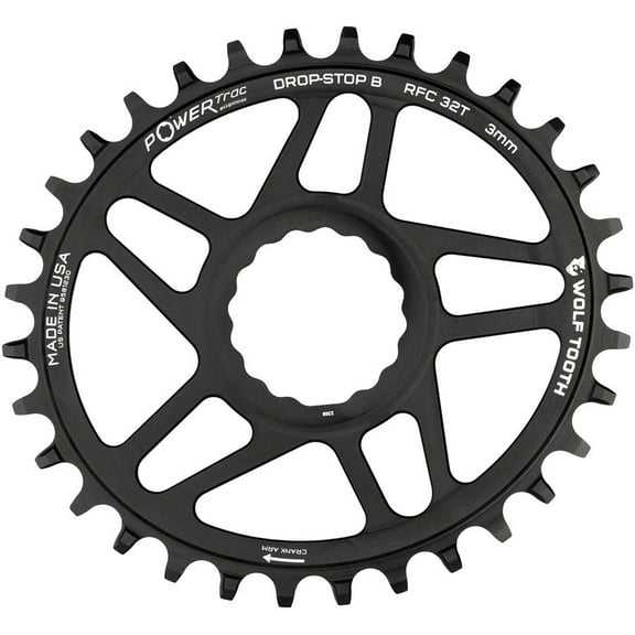 Wolf Tooth Elliptical Direct Mount Chainring - 32t RaceFace/Easton CINCH Direct Mount Drop-Stop B For Boost Cranks 3mm Offset BLK
