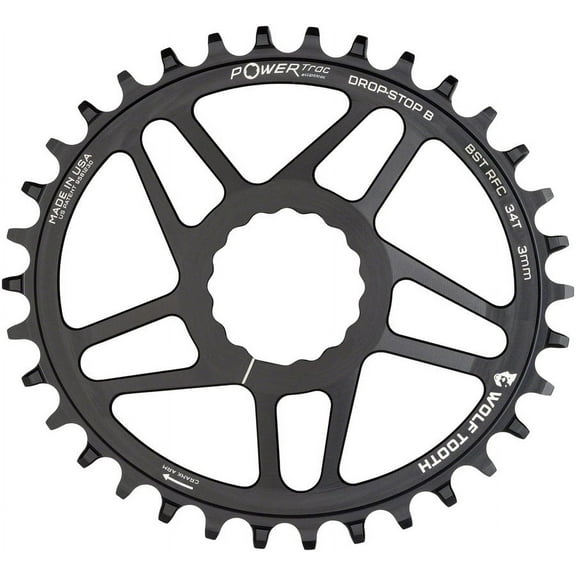 Wolf Tooth Elliptical Direct Mount Chainring - 34t RaceFace/Easton CINCH Direct Mount Drop-Stop B For Boost Cranks 3mm Offset BLK