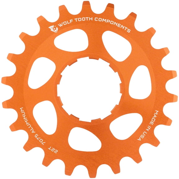 Wolf Tooth Single Speed Aluminum Cog - 22t, Compatible with 3/32" Chains, Orange