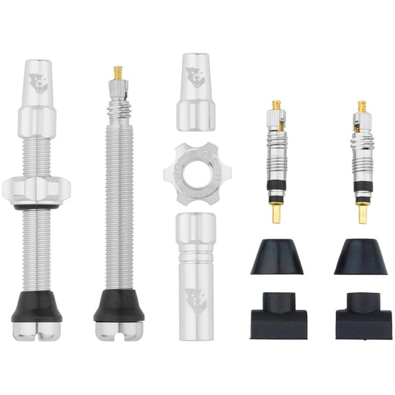Wolf Tooth Components Tubeless Valve Stem Kit, 44mm, Raw Silver
