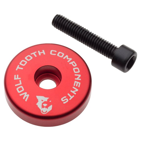 Wolf Tooth Ultralight Stem Cap with Integrated Spacer Aluminum Red