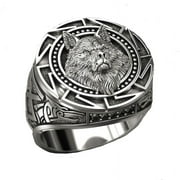 Wolf Totem Ring Steel Soldier Nordic Wolf Hammer Of Thor Norse Viking Men Ring 2020 New Men's Jewelry K3X1