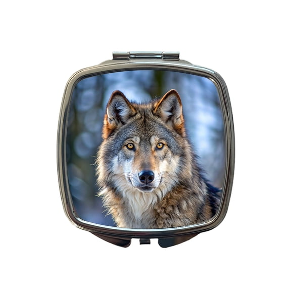 Wolf Travel Makeup Handbag Purse Small Pocket Compact Mirror