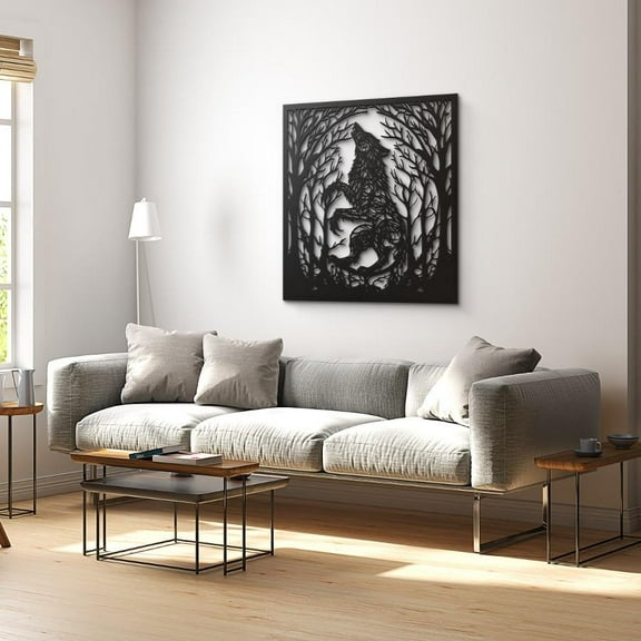 Wolf & Tree Metal Wall Art
