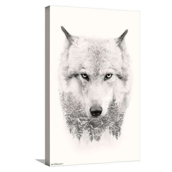 Wolf - Trees Canvas Wall Poster, 14.725" x 22.375"