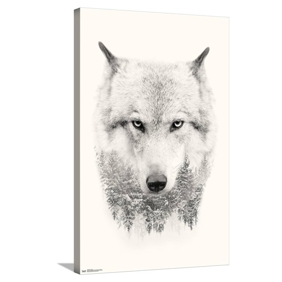 Wolf - Trees Canvas Wall Poster, 22.375" x 34"