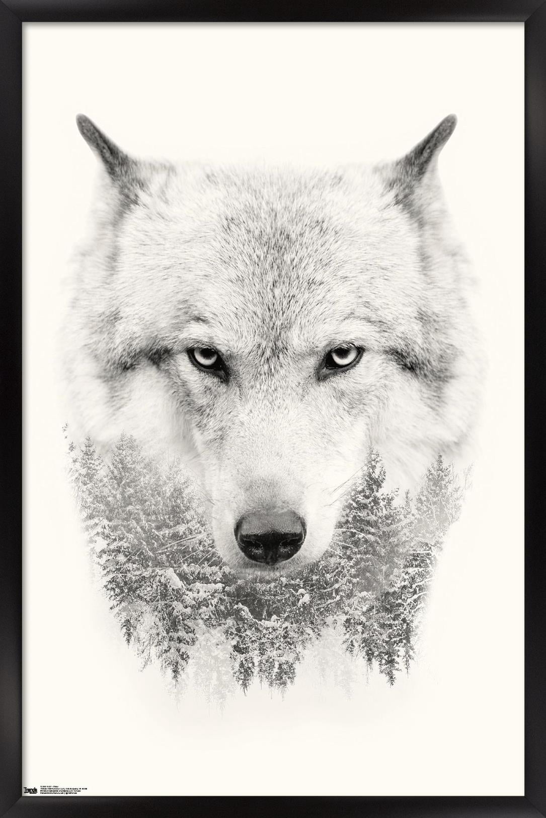 Wolf - Trees Wall Poster, 22.375" x 34", Framed